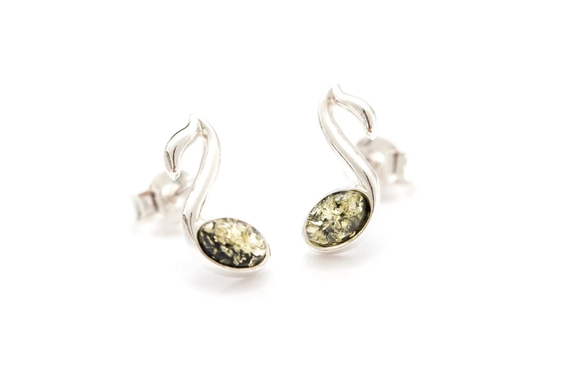 Green Music Note Stud Earrings