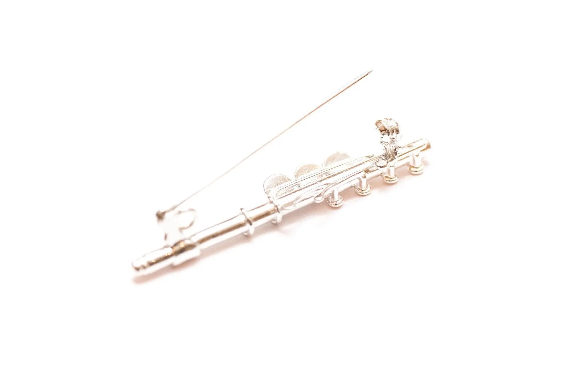 Exquisite Amber & Silver Flute Brooch - Perfect for Music Lovers