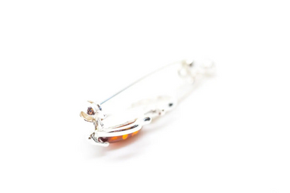 Classic Amber Violin Brooch - Handmade Sterling Silver with Baltic Amber Stone