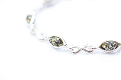 Green Amber Infinity Bracelet