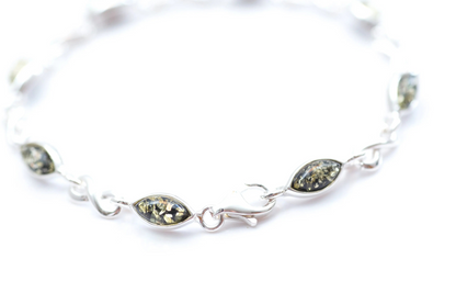 Green Amber Infinity Bracelet