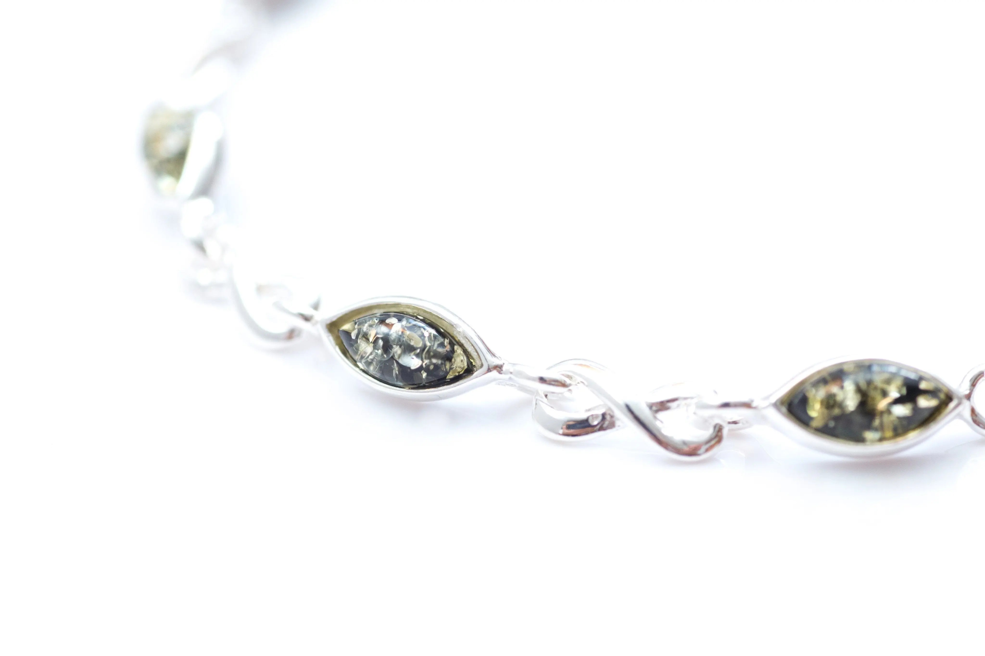 Green Amber Infinity Bracelet