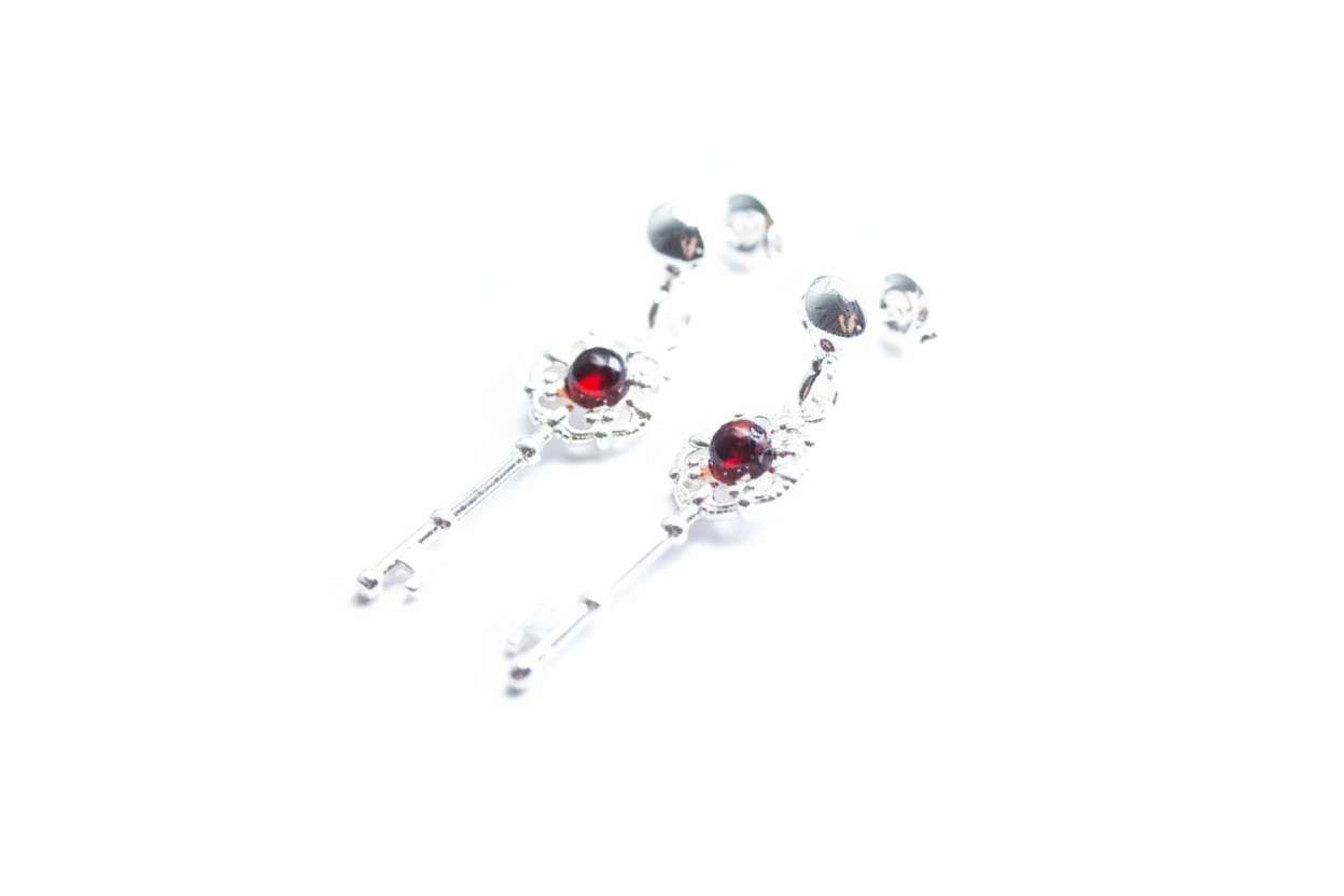 Cherry Amber Key Earrings