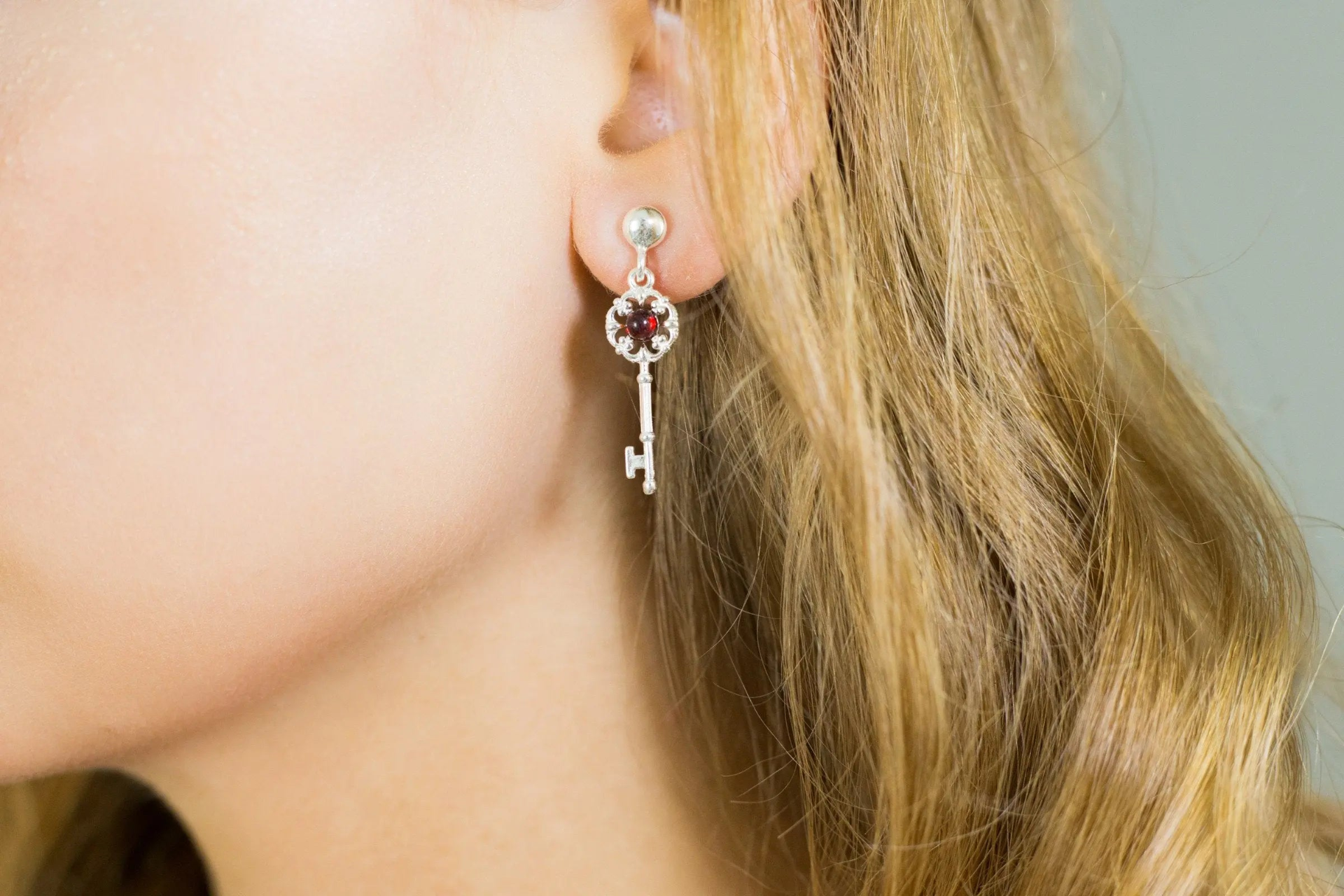 Cherry Amber Key Earrings