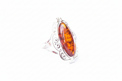Decorative Victorian Baltic Amber Ring