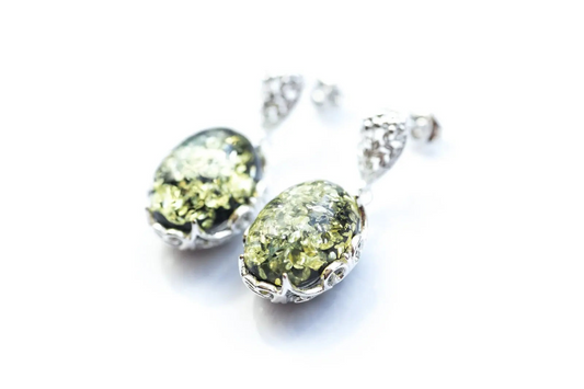 Demi Green Amber Drop Earrings