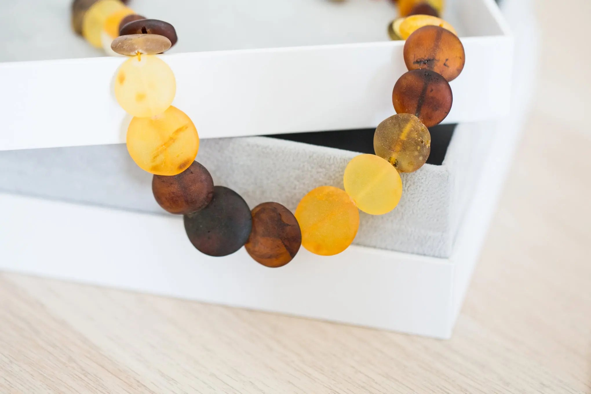 Colourful Round Amber Bead Necklace