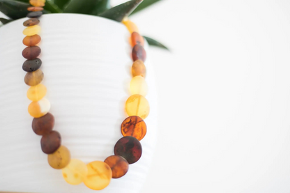 Colourful Round Amber Bead Necklace