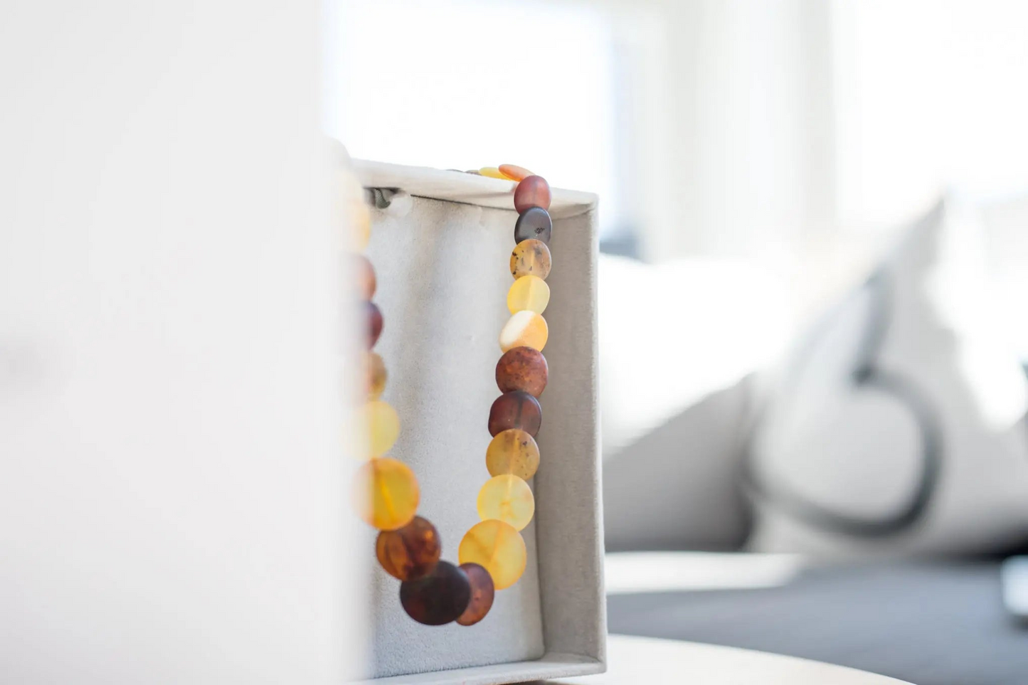 Colourful Round Amber Bead Necklace