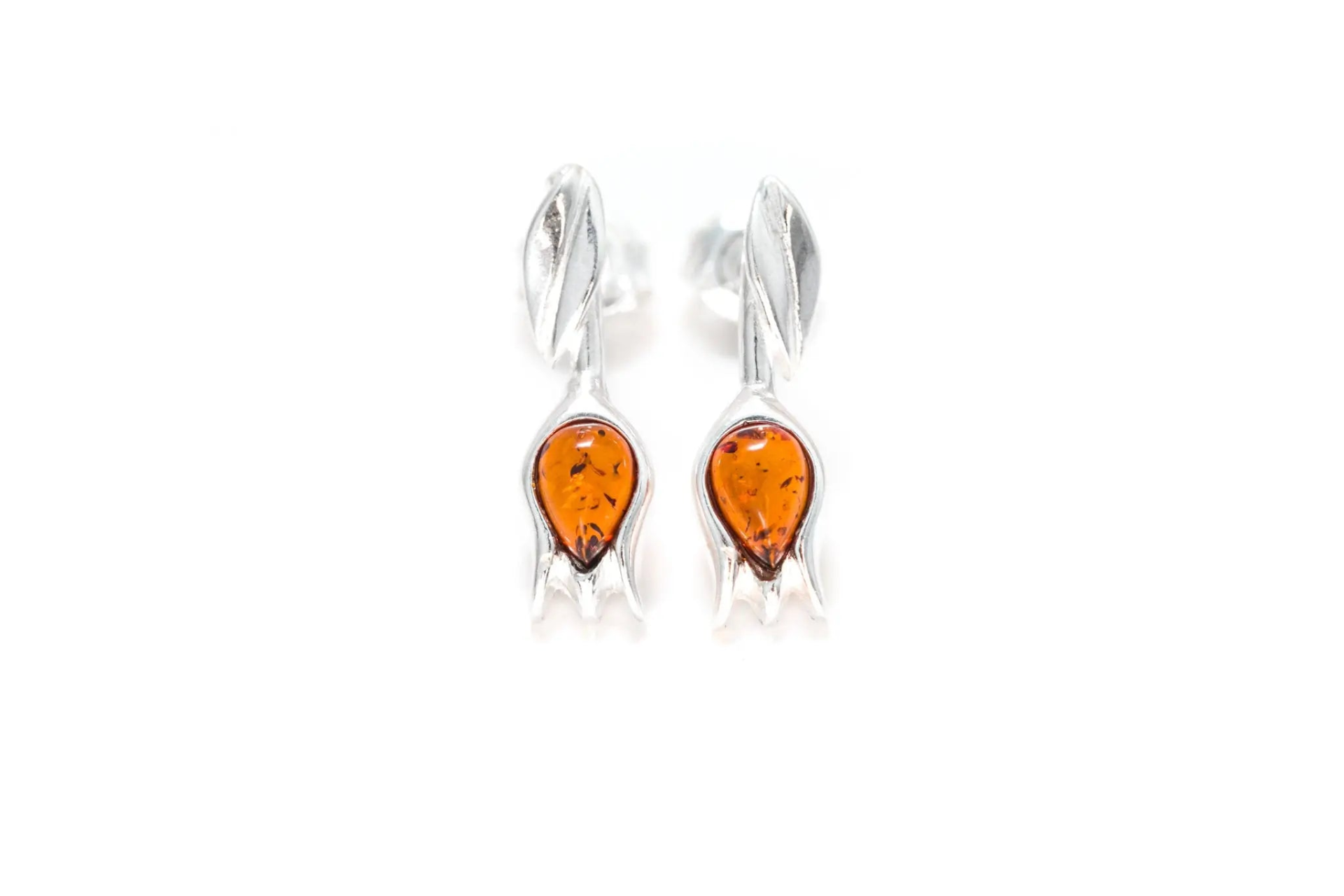Amber Tulip Stud Earrings