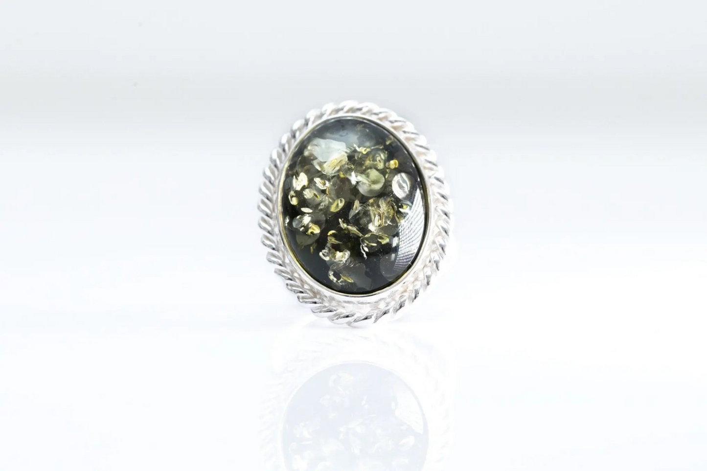 Green Amber Quintessence Statement Ring
