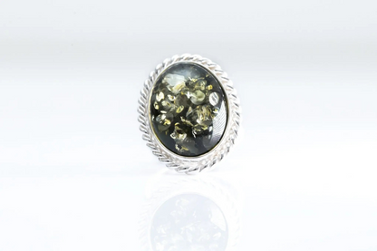Green Amber Quintessence Statement Ring