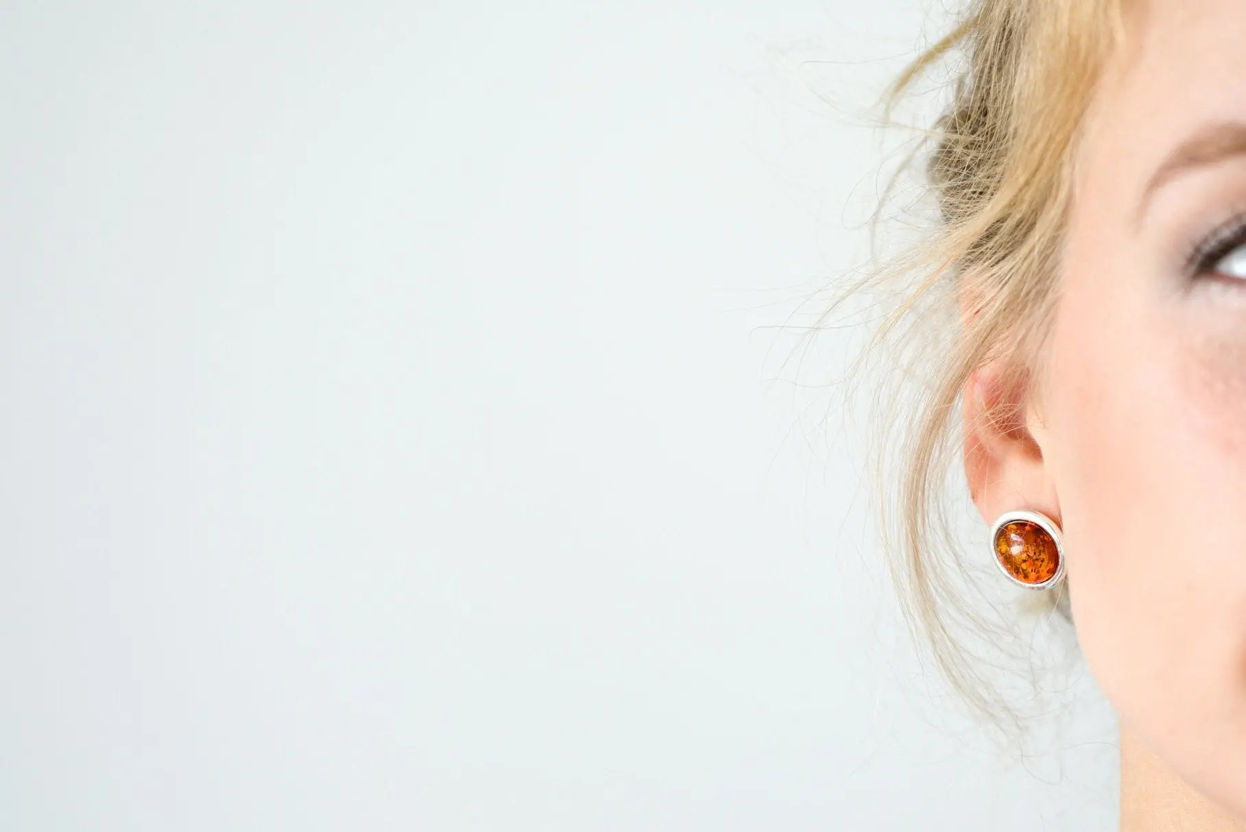 Statement Round Amber Stud Earrings