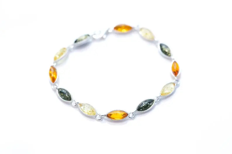 Marquise Multicolour Amber Bracelet