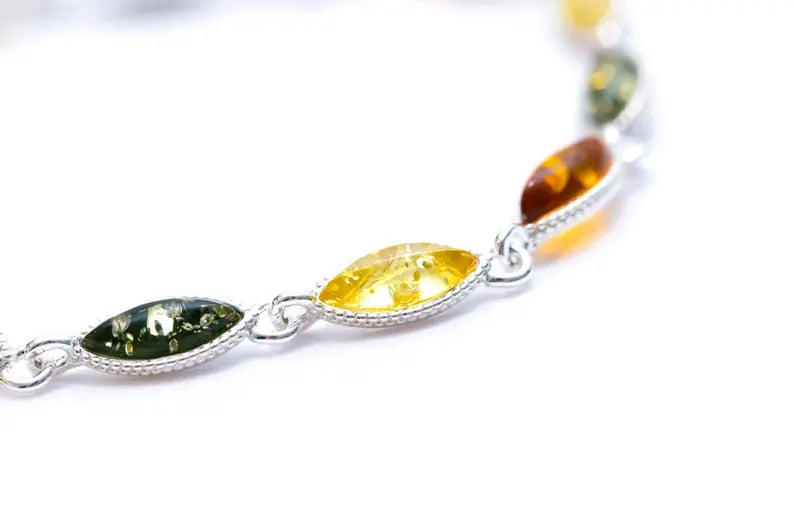 Marquise Multicolour Amber Bracelet