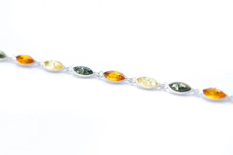 Marquise Multicolour Amber Bracelet