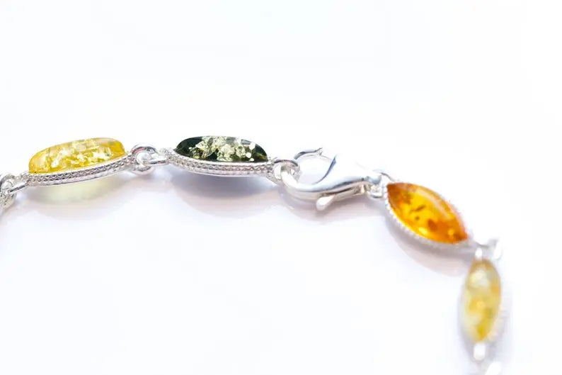 Marquise Multicolour Amber Bracelet