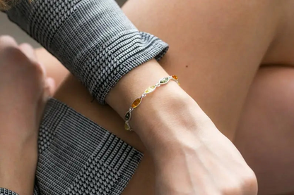 Marquise Multicolour Amber Bracelet