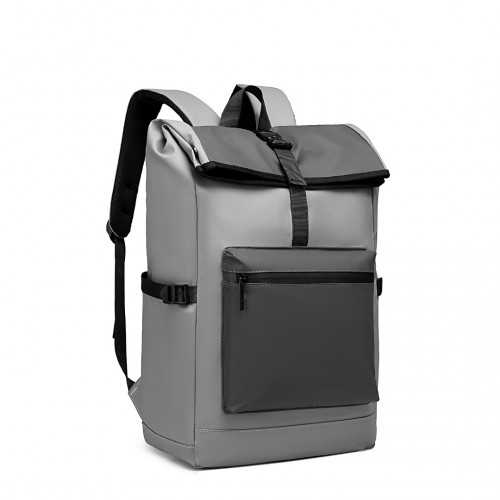 Kono Durable PVC Coated Water-resistant Stylish Backpack - Grey | 15.6 Inch Laptop Compartment