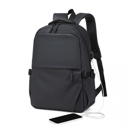 Kono Leisure Water-resistant Backpack with USB Charging Port - Black