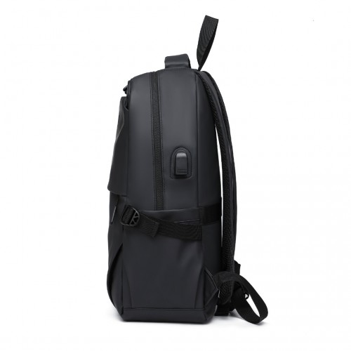 Kono Leisure Water-resistant Backpack with USB Charging Port - Black
