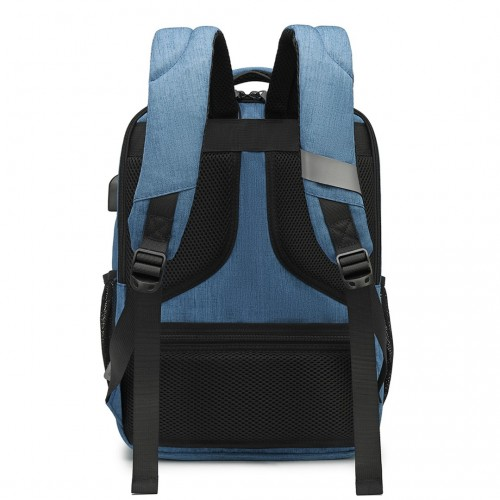 Kono Multi-Compartment Backpack with USB Port - Water-Repellent, Anti-Theft, Blue