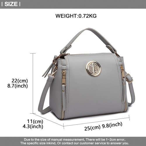 Stylish Miss Lulu Leather Look Dual Zipped Handbag - Grey | Perfect for All Occasions