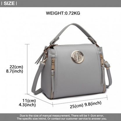 Stylish Miss Lulu Leather Look Dual Zipped Handbag - Grey | Perfect for All Occasions