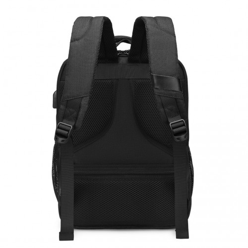 Kono Multi-Compartment Backpack with USB Port - Black | Water-Repellent, Anti-Theft, Padded Laptop Insert