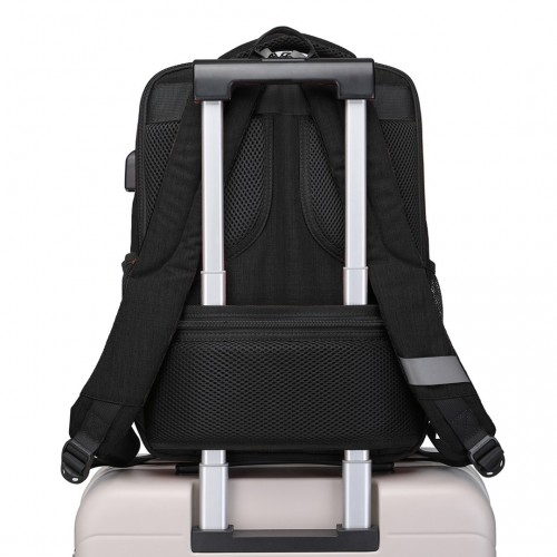 Kono Multi-Compartment Backpack with USB Port - Black | Water-Repellent, Anti-Theft, Padded Laptop Insert