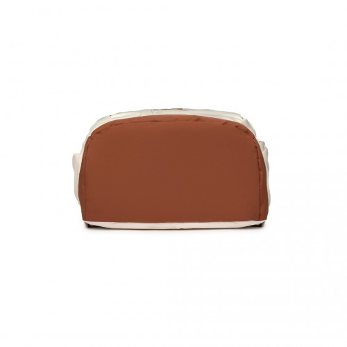 Kono Contrasting Colors Waterproof Casual Backpack with Laptop Compartment - Beige