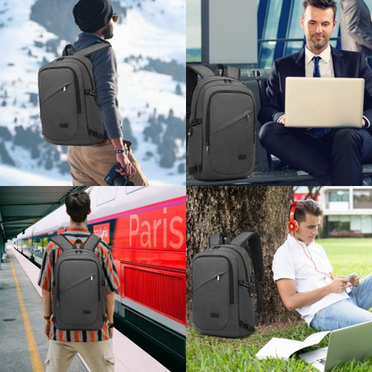 Kono Business Laptop Backpack with USB Charging Port - Dark Grey | Fits 15.6 inch Laptops