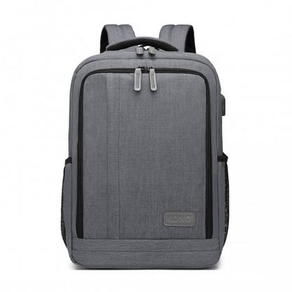 Kono Multi-Compartment Backpack with USB Port - Grey | EM2111S