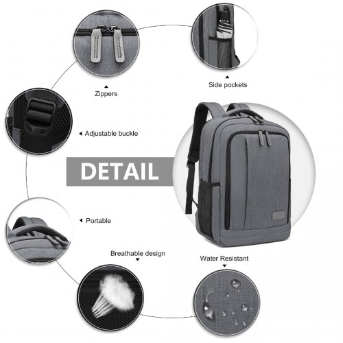 Kono Multi-Compartment Backpack with USB Port - Grey | EM2111S