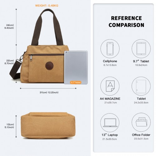 Kono Canvas Multi-Functional Cross Body Bag - Brown | Versatile & Stylish Travel Companion