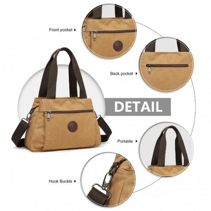 Kono Canvas Multi-Functional Cross Body Bag - Brown | Versatile & Stylish Travel Companion