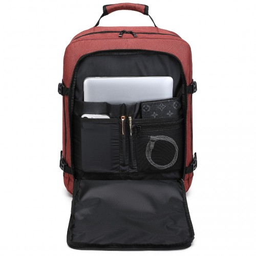 Kono Lightweight Cabin Bag Travel Business Backpack - Burgundy | EM2231M