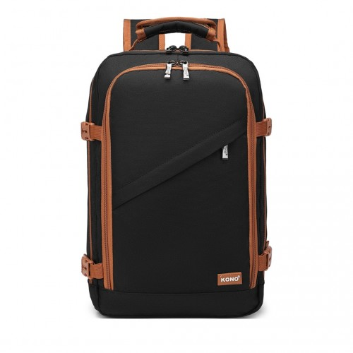 Kono Lightweight Cabin Bag Travel Business Backpack - Black And Brown | EM2231S