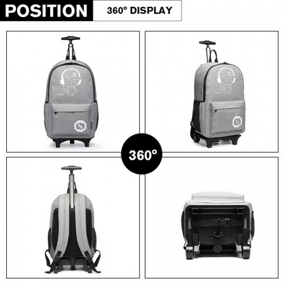 Kono Multi-functional Glow-in-the-Dark Trolley Backpack - Grey | E6877 Travel & Business Essential