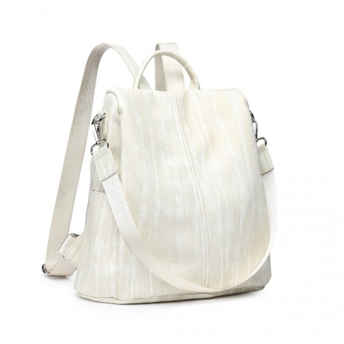 Miss Lulu Versatile Anti-Theft PU Leather Convertible Bag And Backpack - Beige | Style Meets Functionality