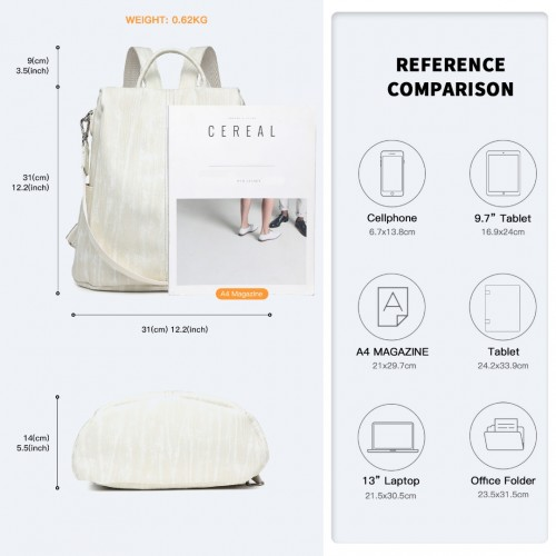 Miss Lulu Versatile Anti-Theft PU Leather Convertible Bag And Backpack - Beige | Style Meets Functionality