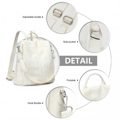 Miss Lulu Versatile Anti-Theft PU Leather Convertible Bag And Backpack - Beige | Style Meets Functionality
