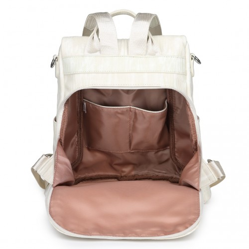 Miss Lulu Versatile Anti-Theft PU Leather Convertible Bag And Backpack - Beige | Style Meets Functionality