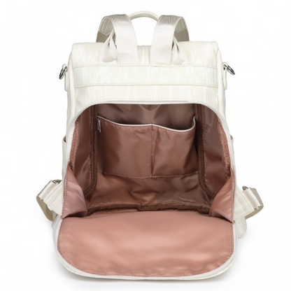 Miss Lulu Versatile Anti-Theft PU Leather Convertible Bag And Backpack - Beige | Style Meets Functionality