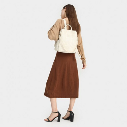 Miss Lulu Versatile Anti-Theft PU Leather Convertible Bag And Backpack - Beige | Style Meets Functionality