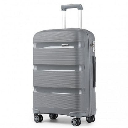 Kono 24 Inch Bright Hard Shell PP Suitcase - Classic Collection - Grey