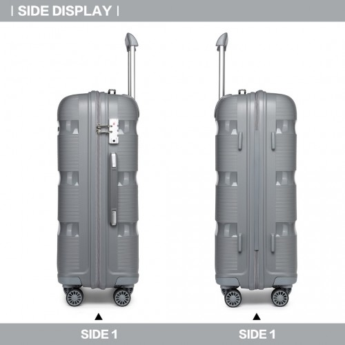 Kono 20 Inch Hard Shell Carry-On Suitcase - Durable Cabin-Size Luggage - Grey