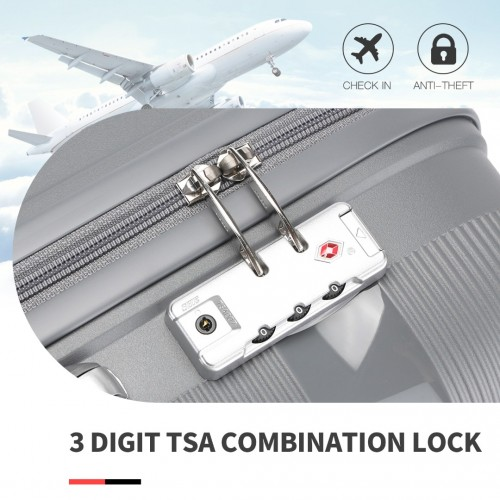 Kono 20 Inch Hard Shell Carry-On Suitcase - Durable Cabin-Size Luggage - Grey