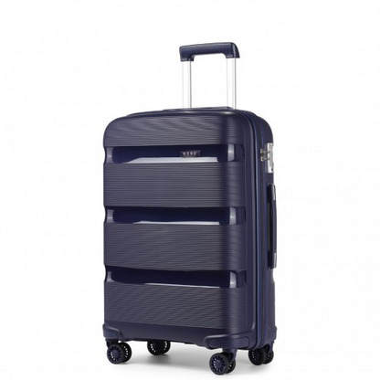 Kono 24 Inch Bright Hard Shell PP Suitcase - Classic Collection - Navy