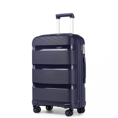 Kono 24 Inch Bright Hard Shell PP Suitcase - Classic Collection - Navy